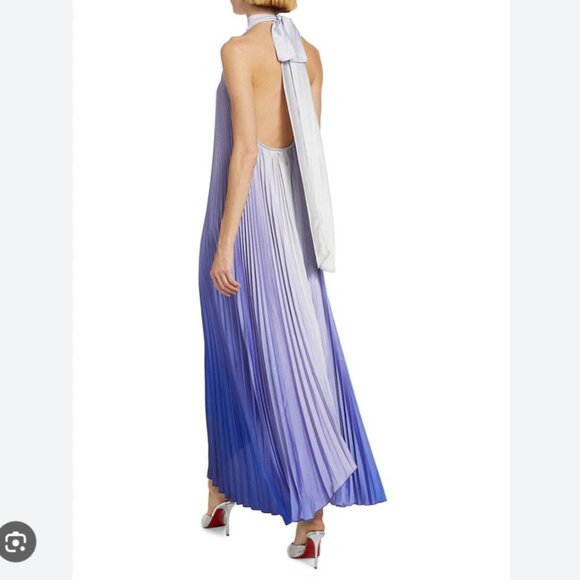 L'IDEE les éléments opera pleated asymmetric gown - Ocean Blue | Size: Small, 4 - Picture 2 of 14